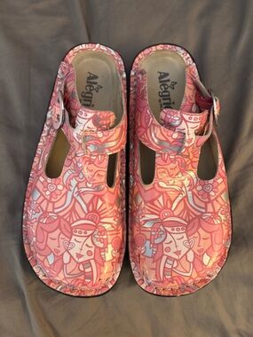 Alegria Pink Patterned Clog Mary Jane Shoes boho